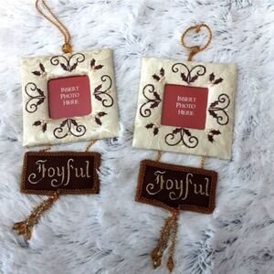 Tree Ornaments‎ Set of Two Embroidered Brocade Picture Frames 3" Picture